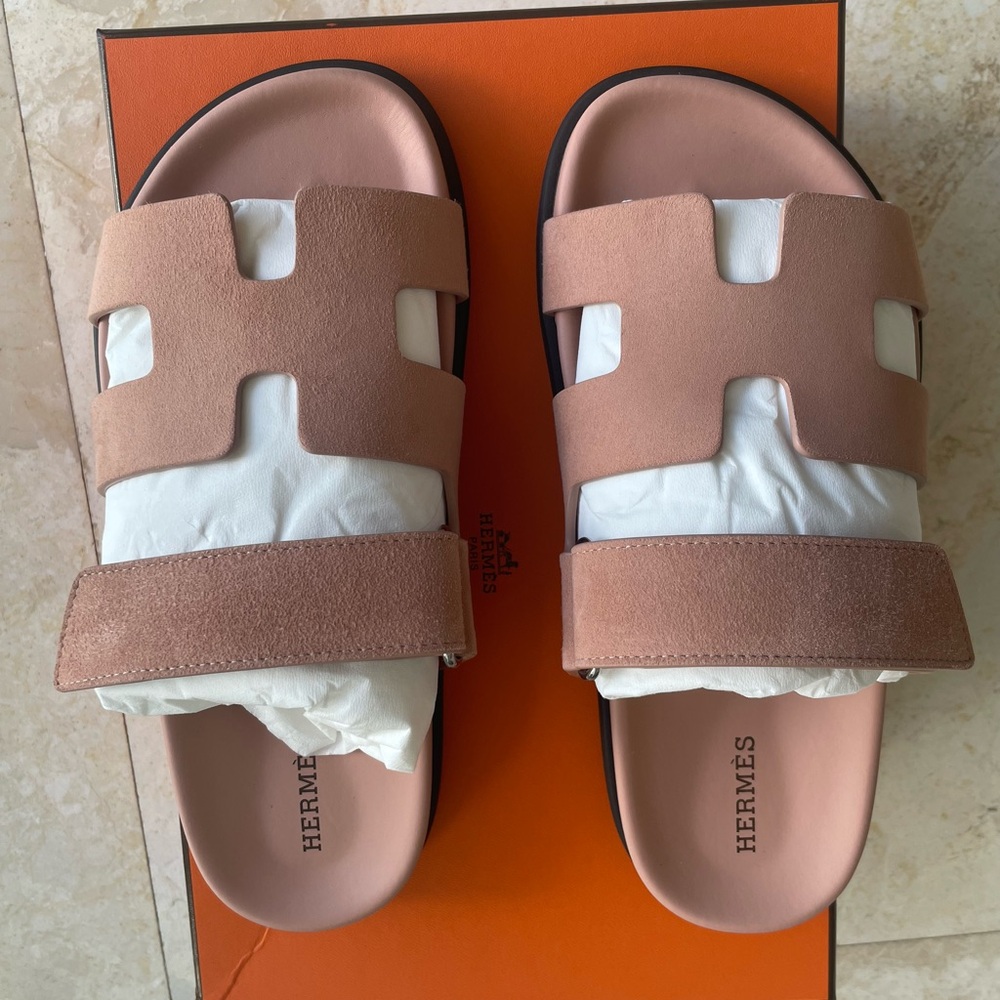 Hermes Chypre Sandal - 36 - Nude Pink - Black Sole